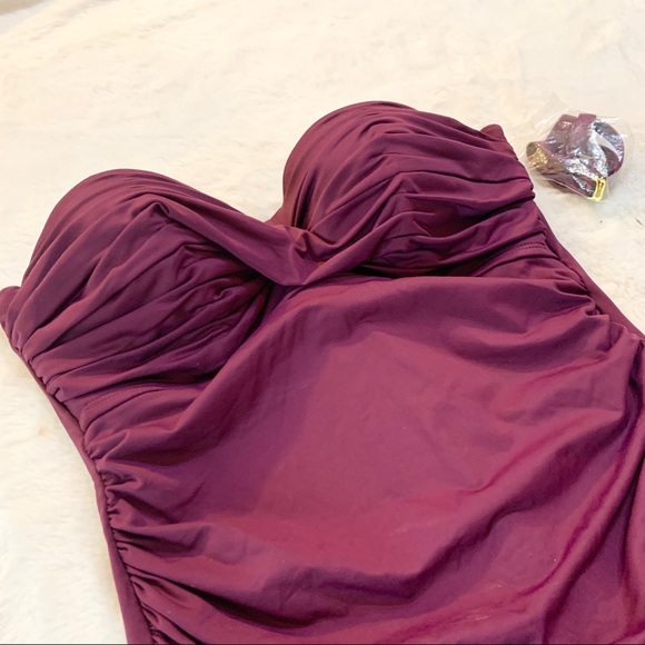 NWT Bleu Rod Beattie Purple Shirred Tankini Swim Top Size 6 - Picture 4 of 9